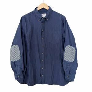 Kirrin Finch Blue Elbow Patch Long Sleeve Button Down Sz 24